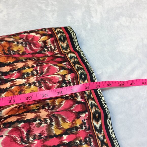 Muse Fit & Flare Dres Size 12 Woman Pink Yellow Abstract Sleeveless Belted Retro - Picture 8 of 14